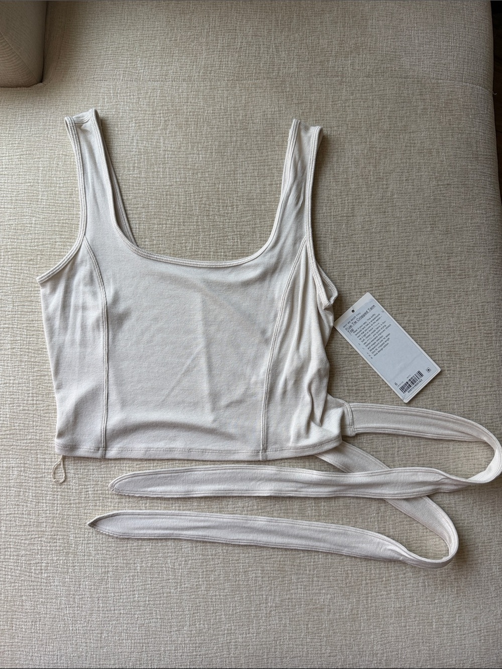lululemon athletica Cream Ribbed Wrap Crop Tank